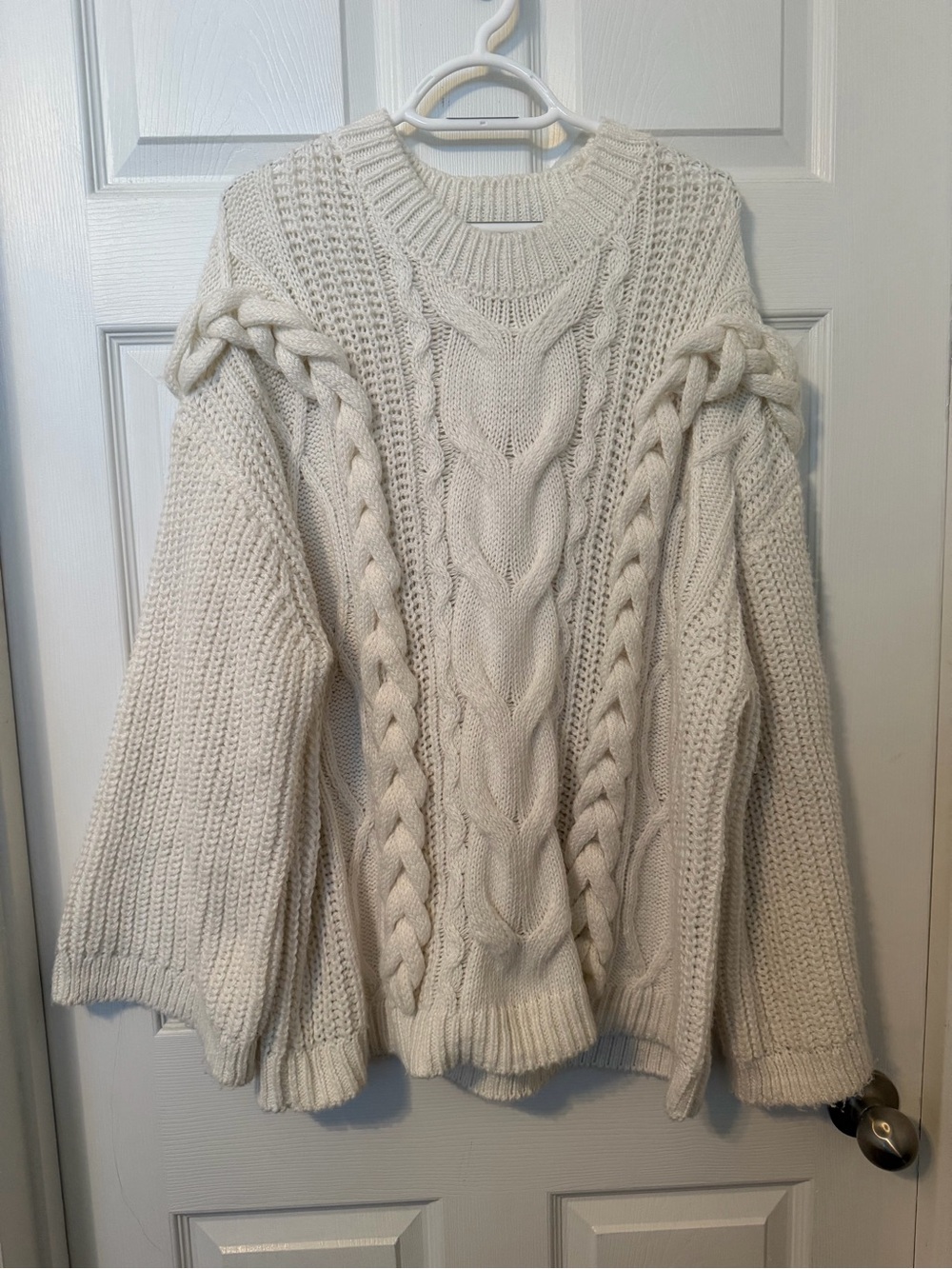 H&M Cream Cable-Knit Crewneck Sweater